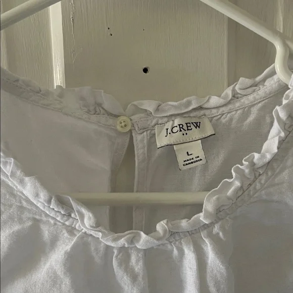 J. Crew White Ruffle Trim Blouse - Picture 2 of 5